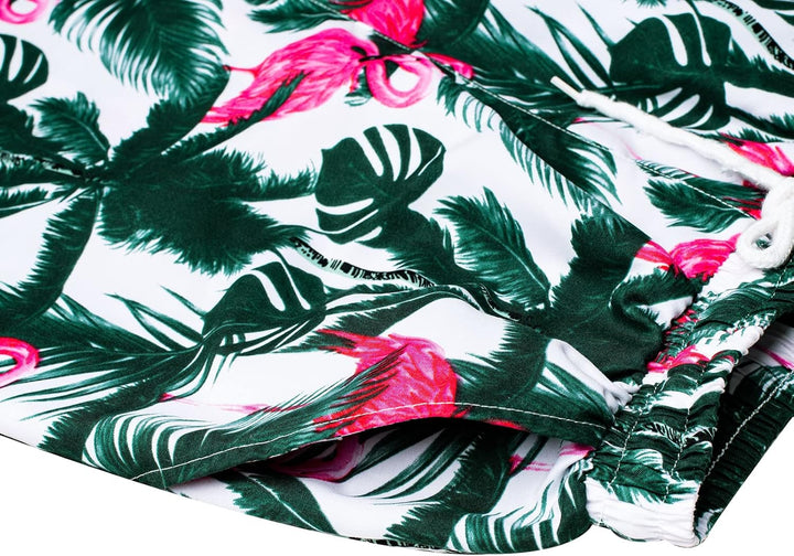 J.VER Herren Hawaiihemd Kurzarm Party Hemd Casual Flamingo Floral Strandhemd Bügelfrei Button Down K
