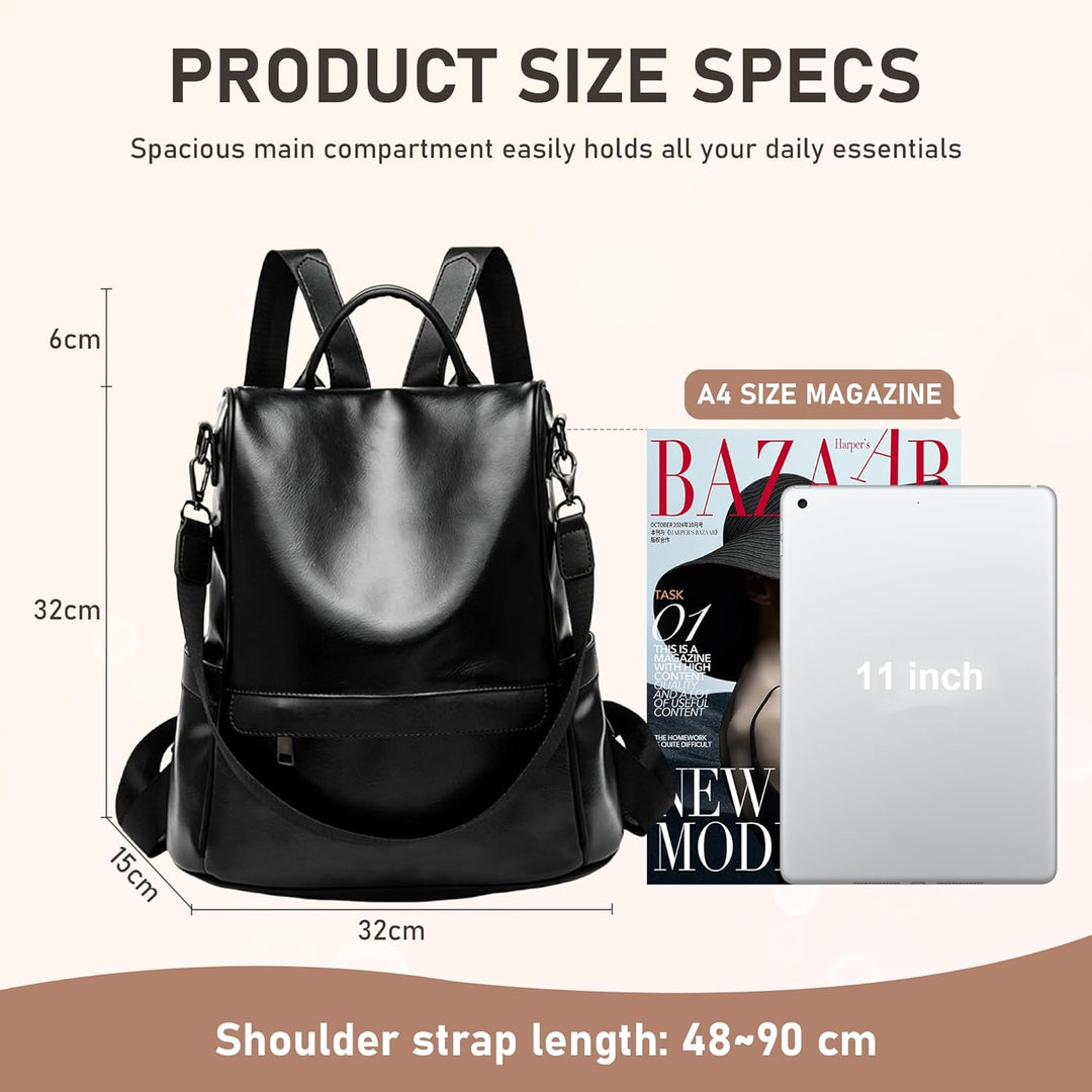 shepretty Damen Rucksack Anti Diebstahl Umhängetasche Multifunktions Schultaschen 099-6766schwarz M,
