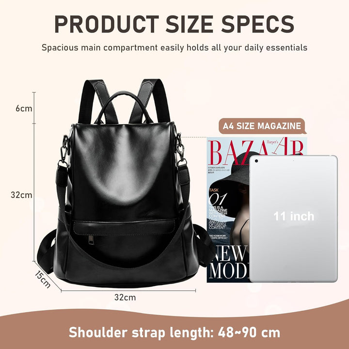 shepretty Damen Rucksack Anti Diebstahl Umhängetasche Multifunktions Schultaschen 099-6766schwarz M,