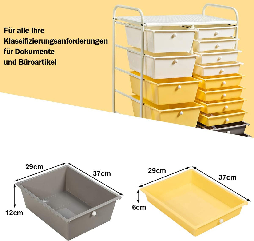 GOPLUS Rollwagen mit 15 stapelbaren Schubladen, Schubladenwagen Farbewahl, Beistellwagen Haushaltswa