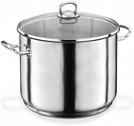 GSW 643437 Profi Jumbotopf mit Glasdeckel 28x25cm / ca. 15,0 Liter, Edelstahl, silber, 28 cm, 2-Einh