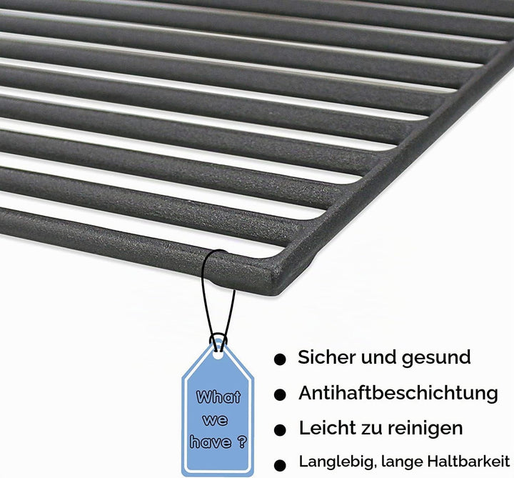 GFTIME 43 x 21CM Gusseisen Grillrost für Enders Boston 3, Enders Monroe 3 Pro, Barbecook Siesta 310,