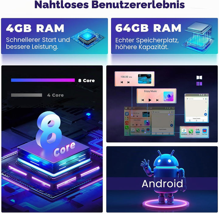8 Core 4+64GB Android Autoradio für VW Golf 5 Golf 6 Skoda Polo Passat Tiguan Touran Wireless Carpla