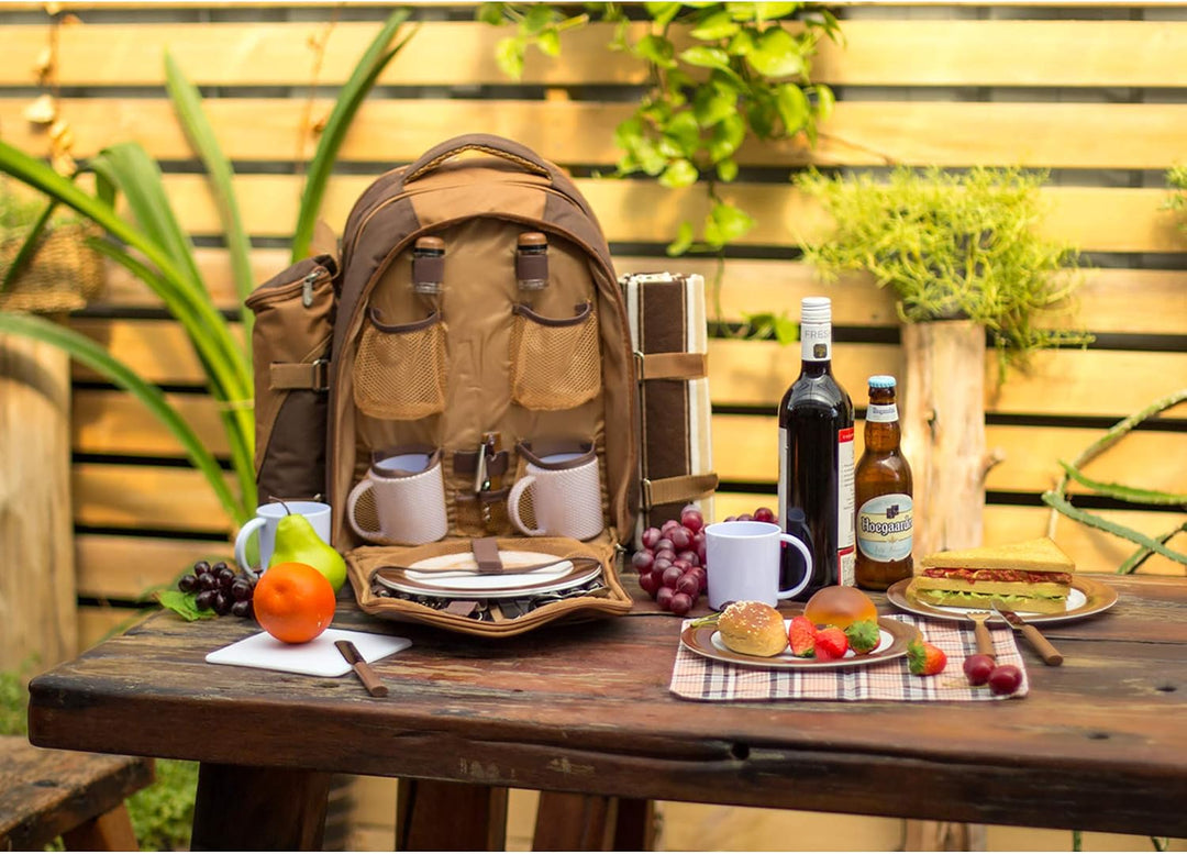 apollo walker 4 Personen Picknick Rucksack Picknick Rucksack Tasche Hamper Cooler Bag mit Geschirr S