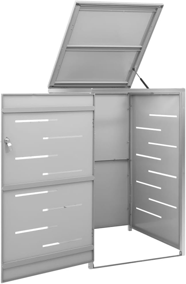 Hommdiy Mülltonnenbox 1/2/3/4er Rostfrei Abschliessbar Müllbox Mülltonne Mülltonnenverkleidung Garte