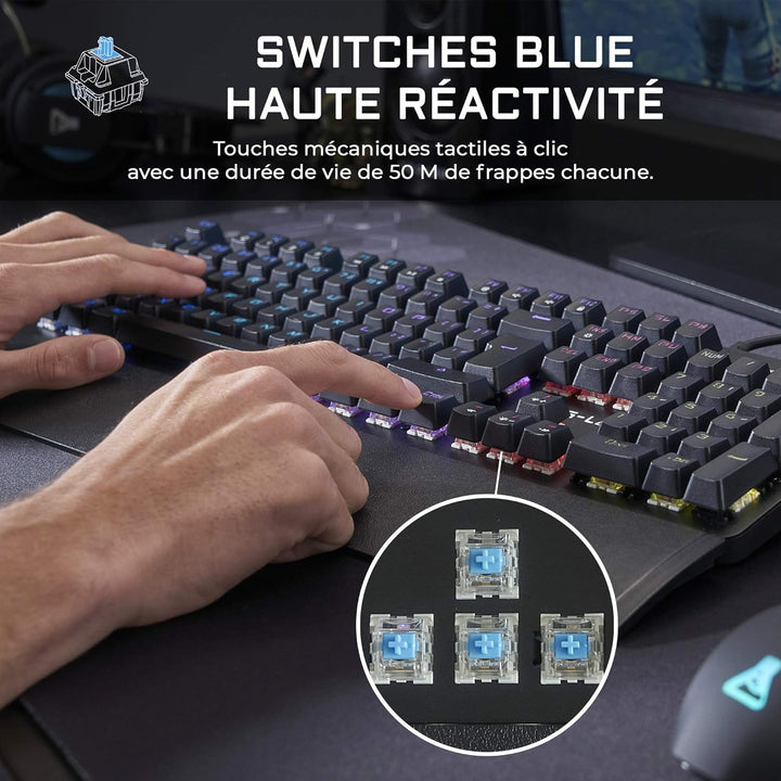 THE G-LAB Keyz Carbon-E RGB Mechanische Gaming-Tastatur (Blauer Schalter) (schwarz)