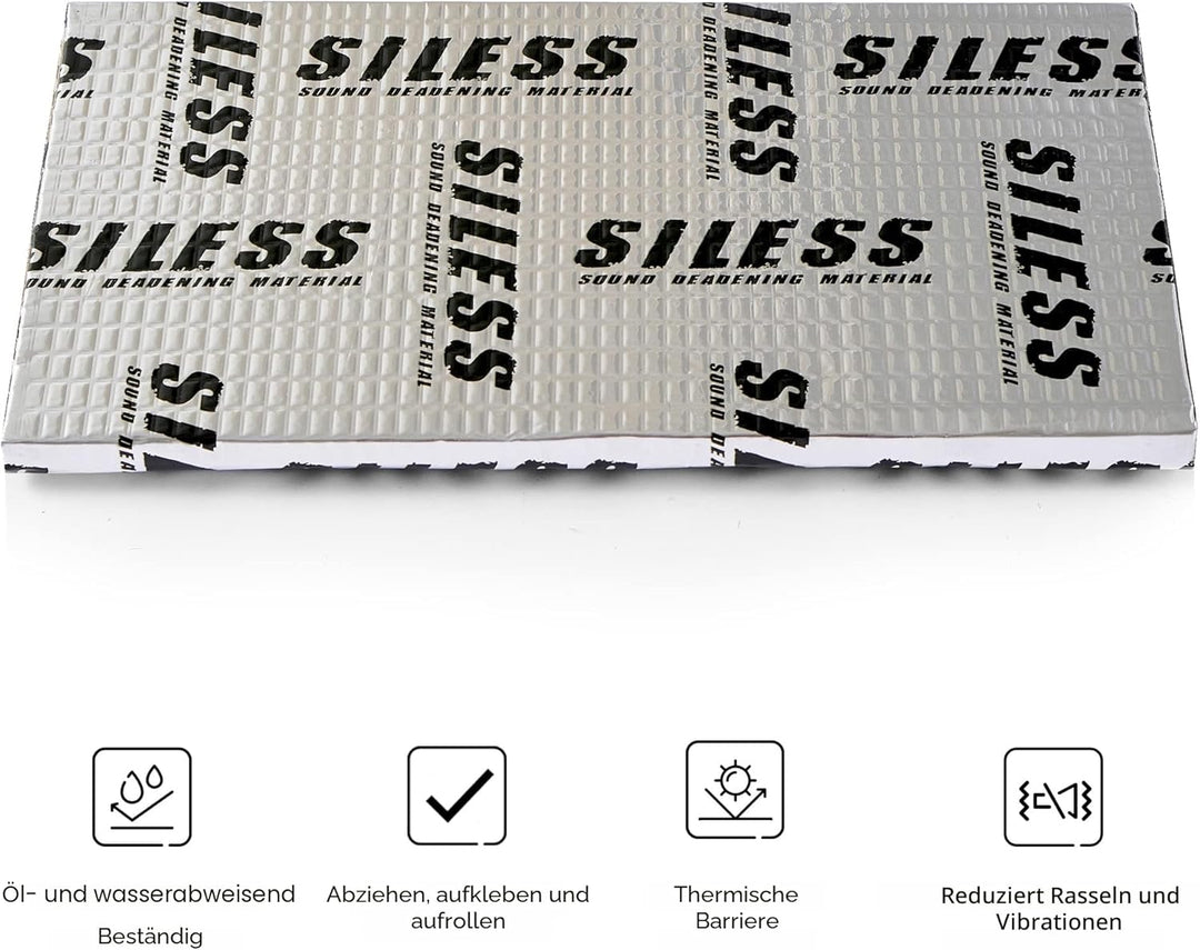 Siless 80 mm (2 mm) 10 m² Auto-Schalldämmmatte – Butyl-Schalldämmung, Geräuschisolierung und Vibrati