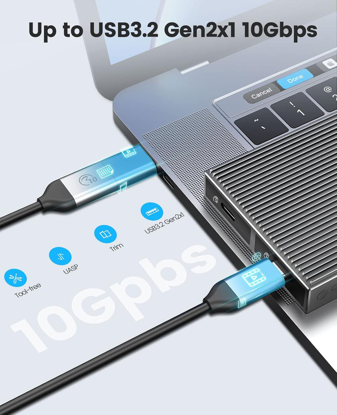 ORICO Dual-bay M.2 NVMe SSD Gehäuse, USB C auf M2 Adapter für M Key PCIe 2230/224/2260/2280 M.2 SSDs