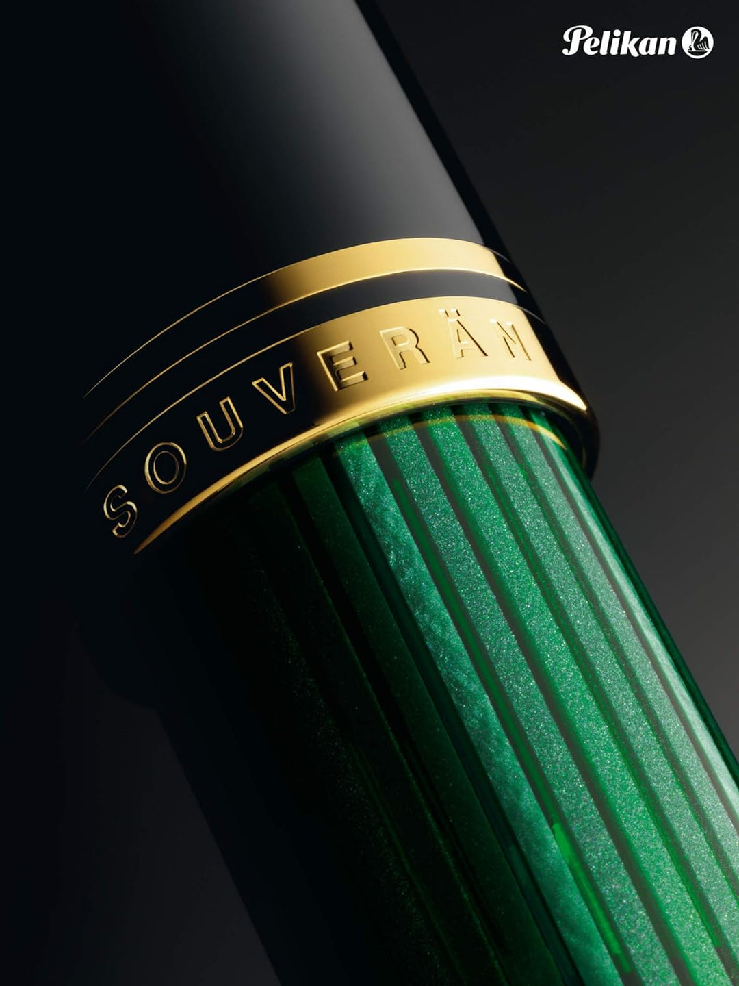 Pelikan Füllhalter Souverän 800, Schwarz-Grün, Feder F (fein), hochwertiger Kolbenfüller im Geschenk
