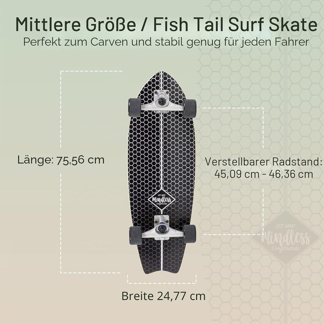 Mindless Surf Skate Fish Tail Skateboard, Unisex Erwachsene 29,5'' x 9,75'' schwarz (schwarz), 29,5'