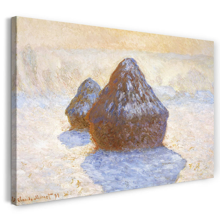 Printed Paintings Leinwand (80x60cm): Claude Monet - Heuschober Schneeeffekt 80x60 cm, 80x60 cm