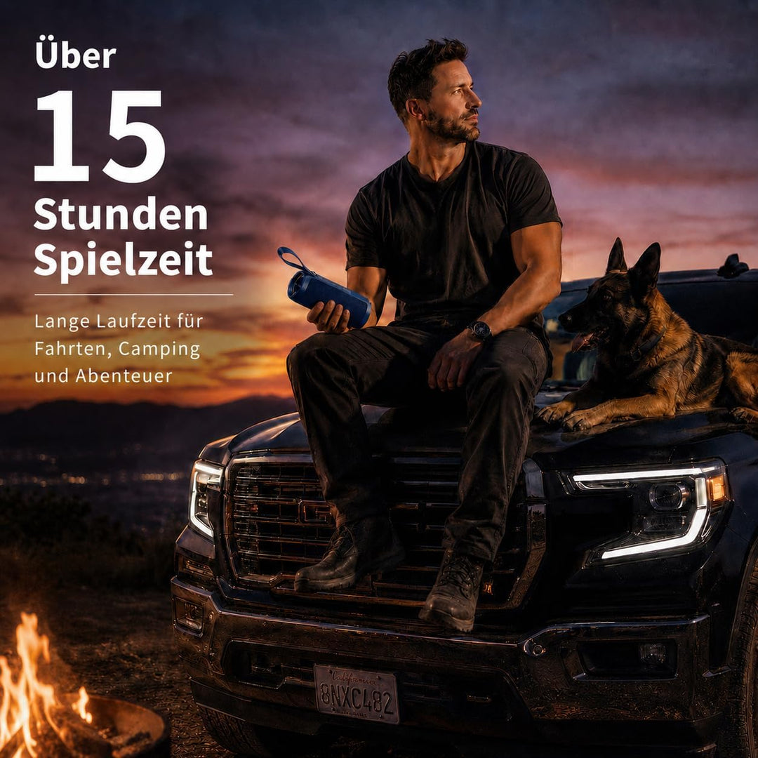 Bobtot Tragbarer Bluetooth-Lautsprecher, IPX6 wasserdicht, mit kräftigem Bass, 15 W lautem Sound, RG
