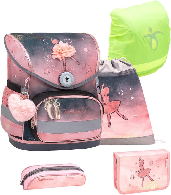 Belmil ergonomischer Schulranzen Set mit Regenschutz 5 -teilig für Kinder 1-4 Klasse Grundschule/Bru