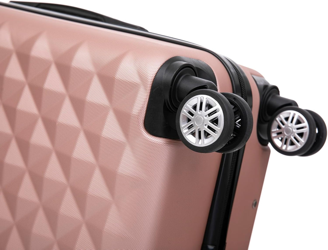 CELIMS - Reisekoffer mit 360 Grad drehbaren Rollen, Roségoldfarben, Cabine X2, Hartschalenkoffer Cab