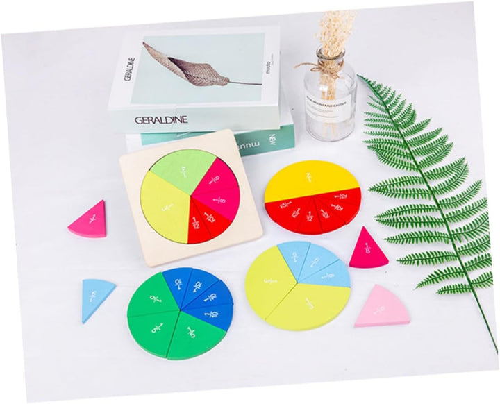 BESTonZON Buntes Holz bruchkreis lernspielzeug für Vielseitige Bruchscheiben zur Anschaulichen Mathe