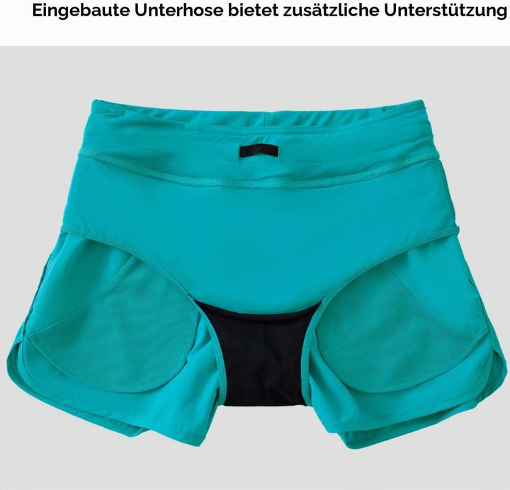 WILLIT Damen 3" Badeshorts Badehose Schwimmen Boardshorts mit Kurzliner Taschen Schnelltrockner UVA