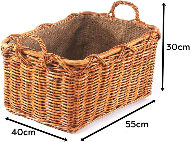 Holztrage Holzkorb für Kaminholz - Rattan Lacak mit abnehmbarem Leinenstoff Braun, Braun