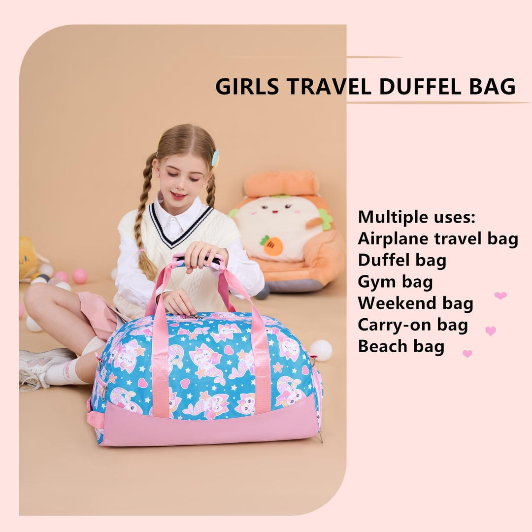 Lmwzh Kinder Sporttasche Reisetasche mitSchuhfach Turnbeutel wasserdichte Schwimmtasche (Meerjungfra