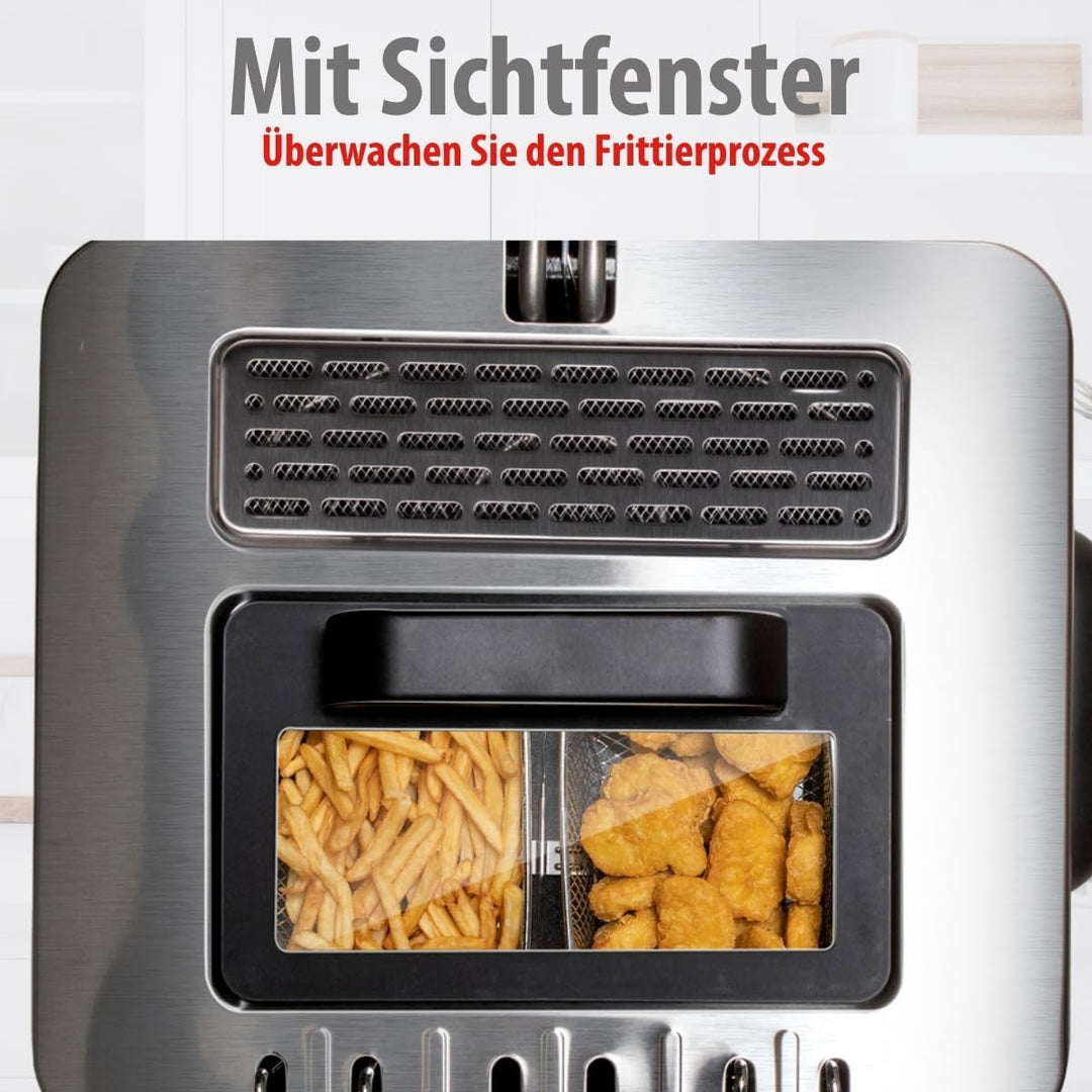 alpina Friteuse 5 Liter - Friteuse mit Fett - Friteuse Öl 200W - Zwei Frittierkörbe - Einstellbare T