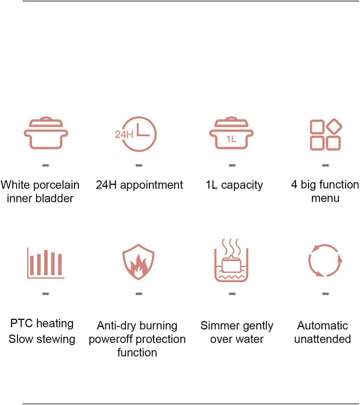 Slow Cooker, Gesund und Sicher, 1 L Keramik-Slow Cooker, Einfach zu Transportieren und Aufzubewahren