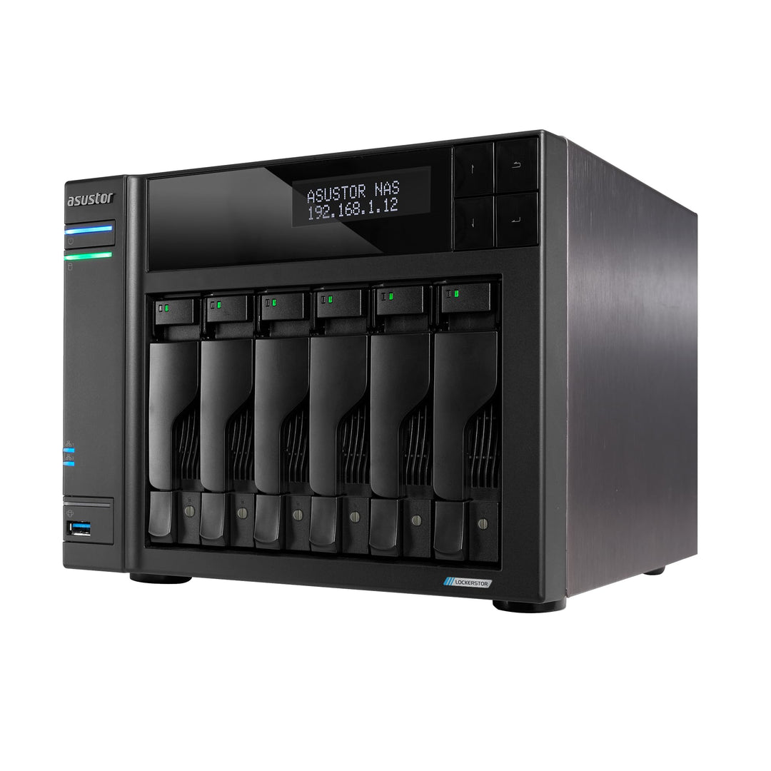 Asustor Lockerstor 6 Gen2+ AS6706T v2 6 Bay NAS Storage, Intel Quad-Core 2.0GHz CPU, Dual 5GbE Ports