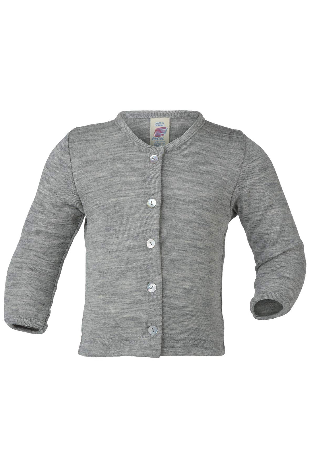 Engel Natur, Baby Strickjacke Cardigan, 70% Wolle 30% Seide 50-56 Hellgrau Melange, 50-56 Hellgrau M
