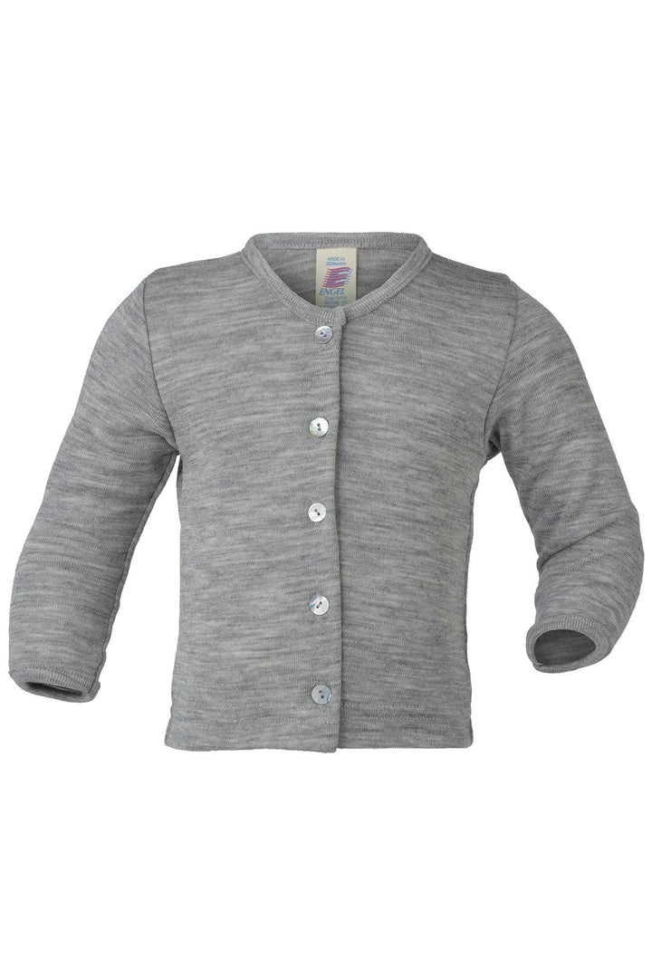 Engel Natur, Baby Strickjacke Cardigan, 70% Wolle 30% Seide 50-56 Hellgrau Melange, 50-56 Hellgrau M