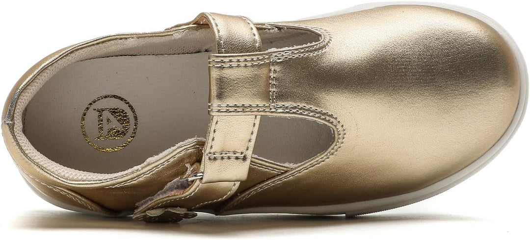 DADAWEN Mädchen T-Spangen Mary Jane Ballerinas Taufschuhe 22 EU Gold, 22 EU Gold
