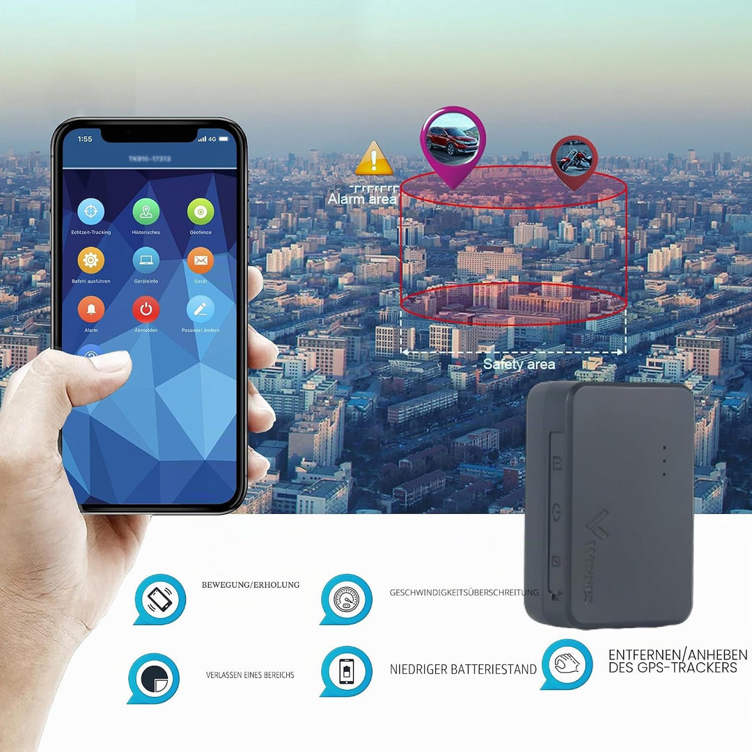 Winnes Mini 4G Tracker mit SIM Kaete 1500mAh Magnet Tracker Auto Echtzeit-Tracking Geofencing Sender