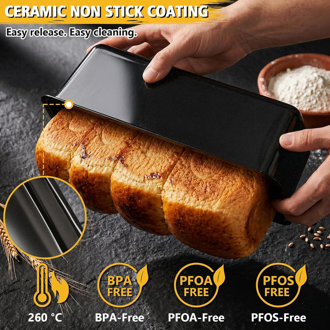 GFTIME Brotbackform mit Deckel 32 cm – Extra Hohe Kastenform für Toastbrot, Brotbackform aus Karbons