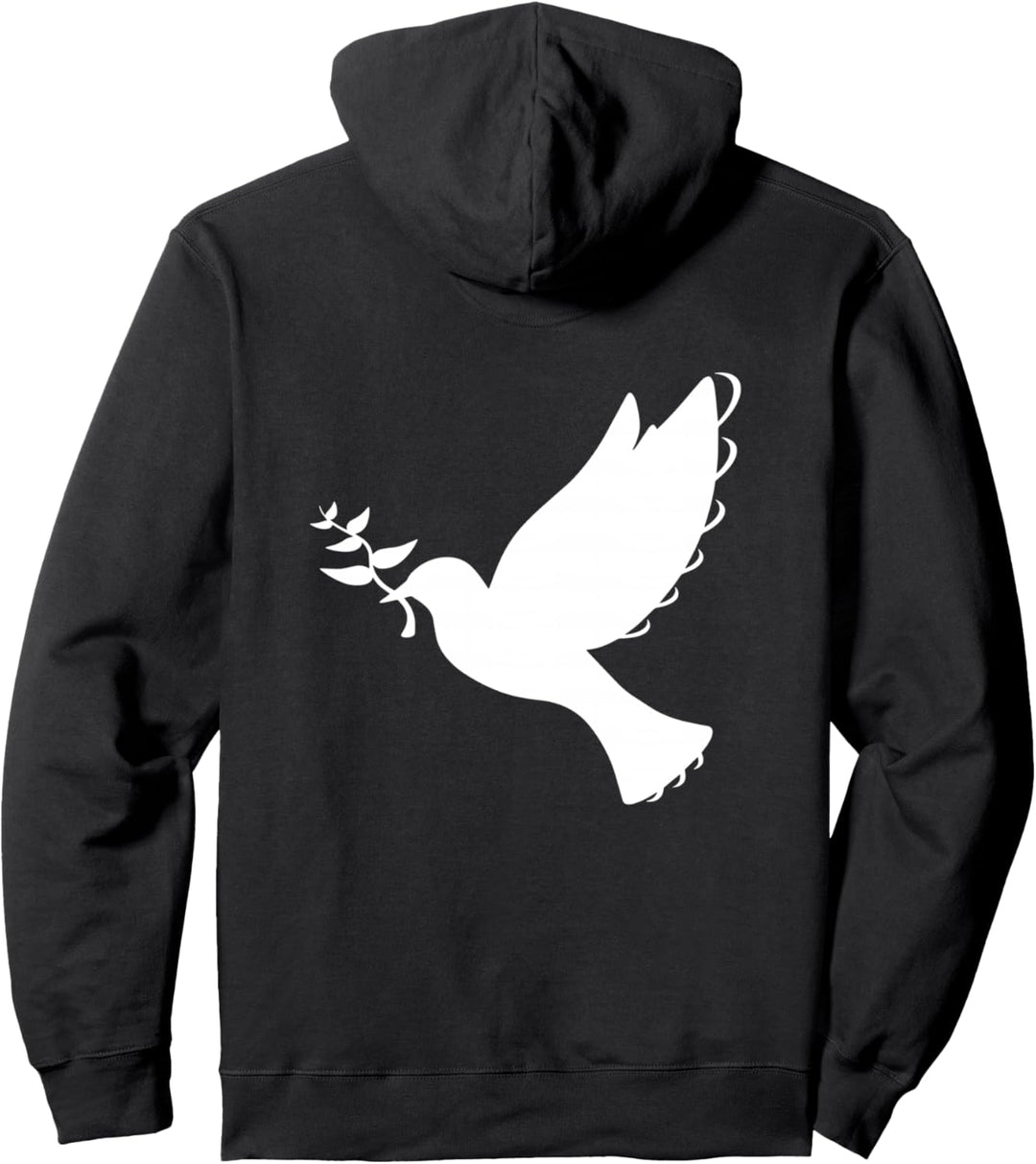 Backprint Friedenstaube mit Ölzweig Friedenszeichen Frieden Pullover Hoodie