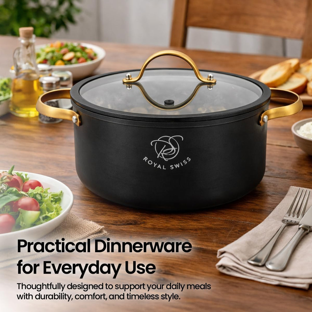 Schmortopf Kochtopf - Marmor Antihaft Cast Aluminium Pot mit Silikon Deckel & Dampfventil, Induktion
