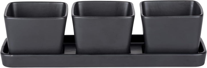 WENKO Snack & Dip Schalen Set, 4-teilig, 3 x 300 ml Schälchen mit Tablett, Für Tapas, Snacks & Finge