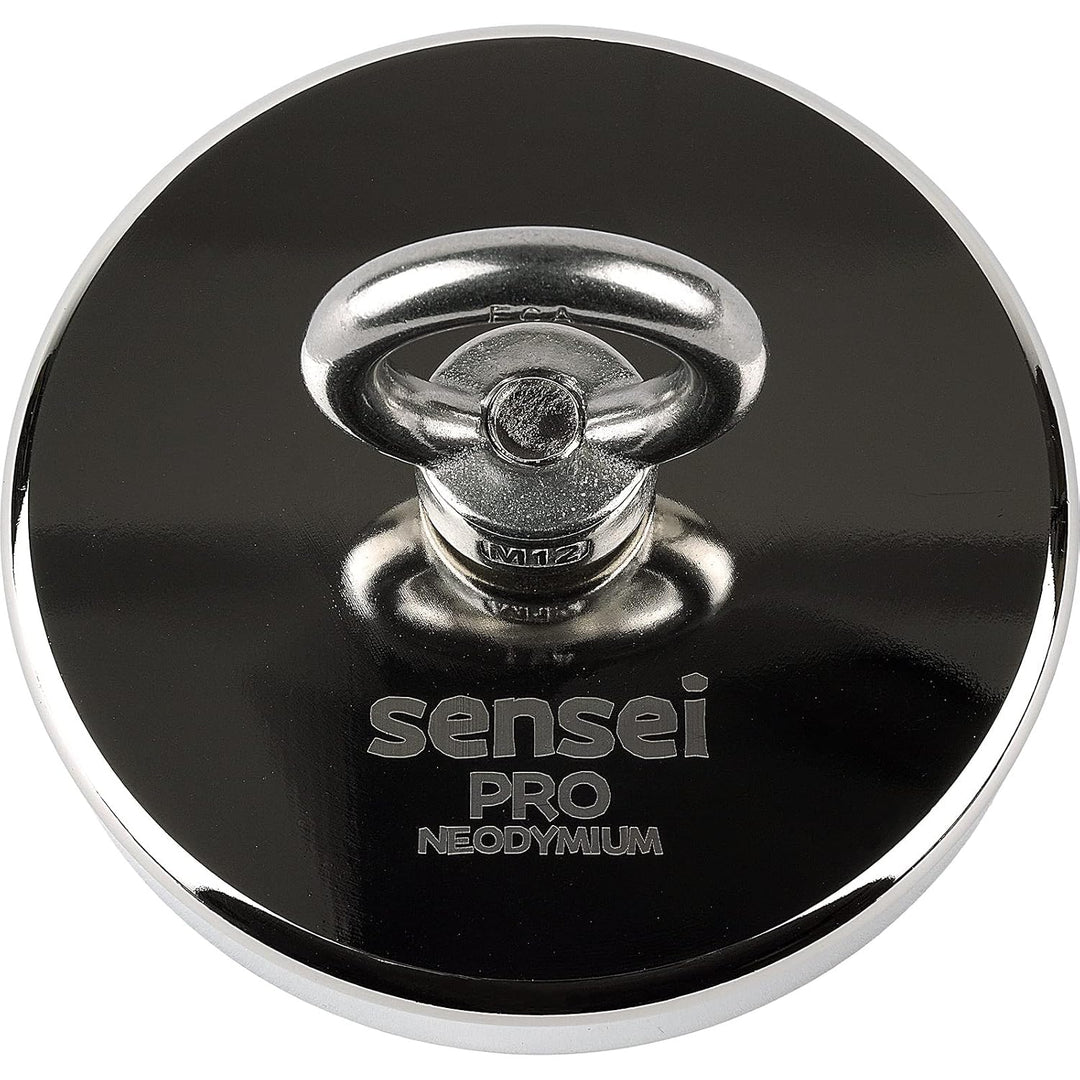 SENSEI Magnet 600 kg, Neodym-Magnet N52 mit Öse oben, Ø12 x H2 cm, sehr starker Neodym-Ösenmagnet fü
