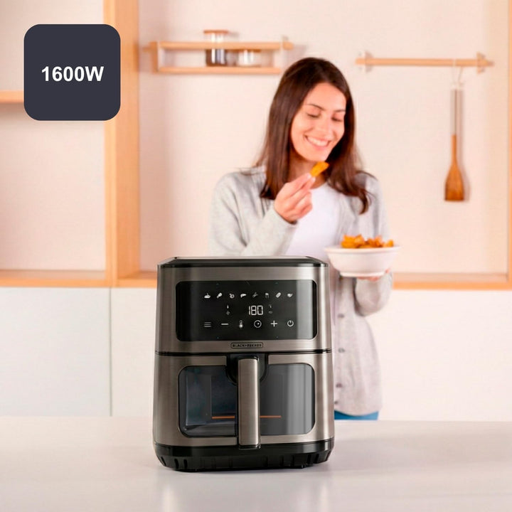 Black+Decker – Heissluftfritteuse ohne Öl BXAF2501E | 1600 W | 6,5 L | 8 Programme | Touchscreen | T