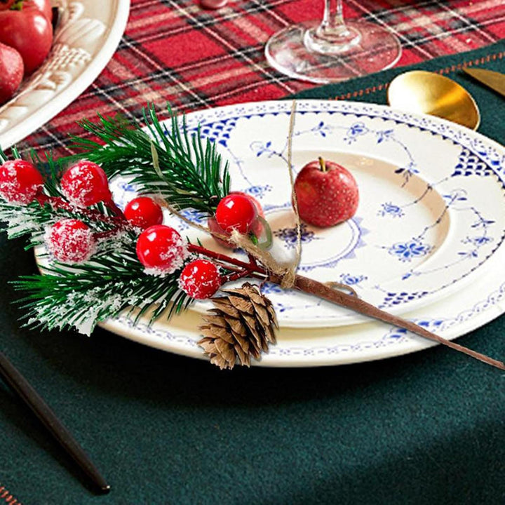 10 Stück Künstliche Rote Stechpalmen Beeren 15cm Weihnachtsbeeren Kleine Künstliche Tannenzweige mit