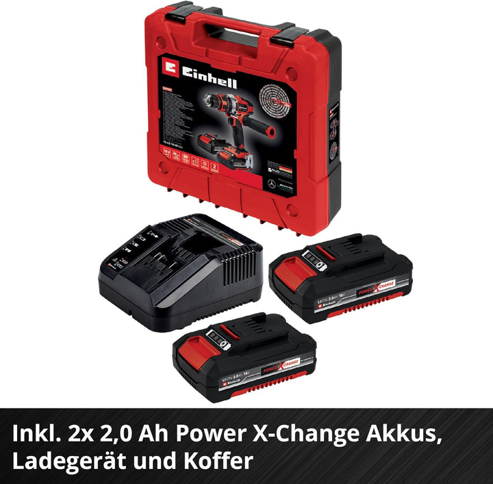 Einhell 4513935 Akkuschrauber TE-CD 18/48 Li-i Kit Power X-Change (mit Schlagfunktion, Li-Ion, 18 V,