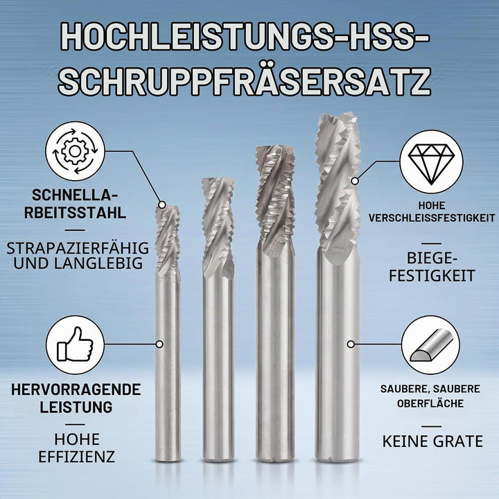 4pcs HSS Schruppfräser M6 M8 M10 M12 4 Nuten Spiralschneider-Bits CNC-Fräser