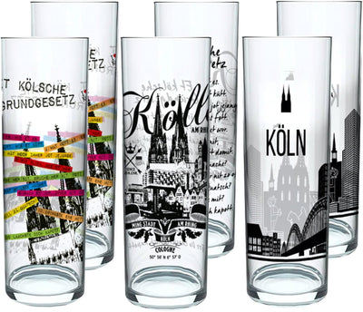 3forCologne Kölschglas-Mix | 6er Pack je 0,2ml | Et Kölsches Grundgesetzt & Kölner Dom | Biergläser,