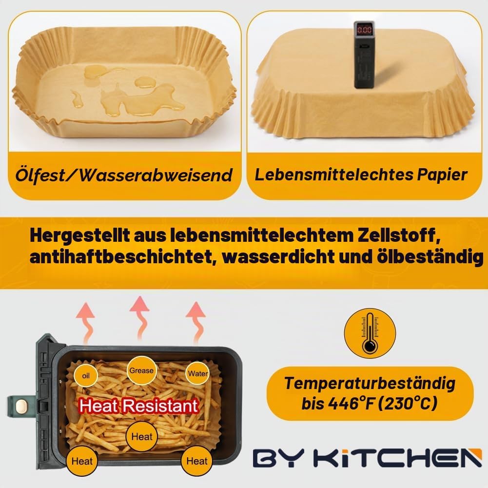 BYKITCHEN 200 Stücke Backpapier für Heissluftfritteuse Ninja Double Stack XL 9.5L SL400EU, Airfryer