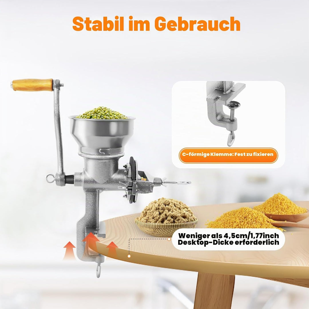 Manuelle Getreidemühle, Fräsgrobheit Einstellbar Quetsche aus Gusseisen, 0,5kg Fassungsvermögen, C-K