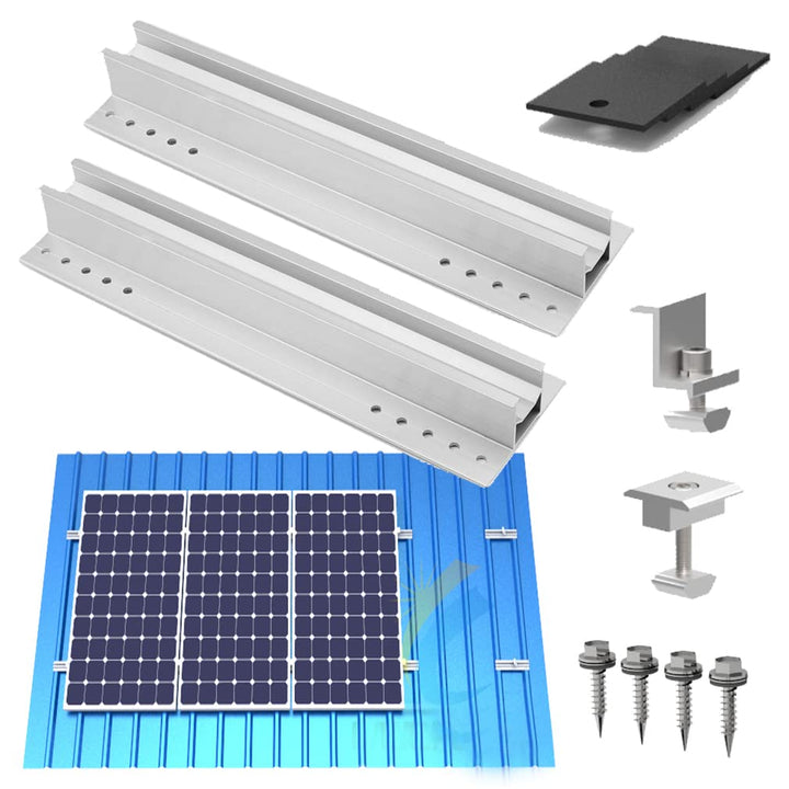 Solarmodul Alu Halterung Befestigungssystem Trapezblech PV Befestigungsschiene Schiene 400MM Endklem
