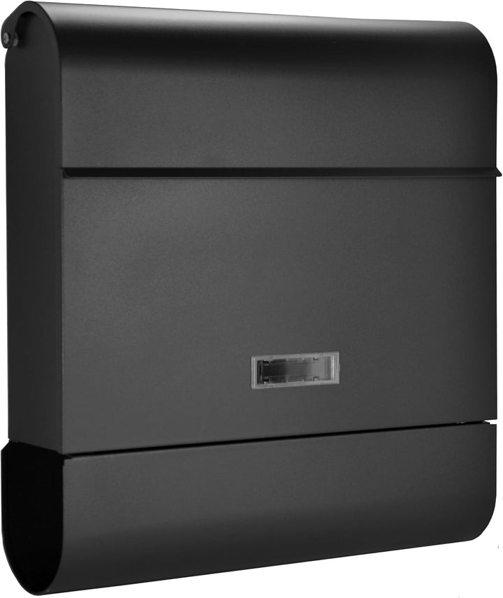 Modernes Design Briefkasten Schwarz Matt Wandbriefkasten Postkasten mit Zeitungsfach C4 Format Absch