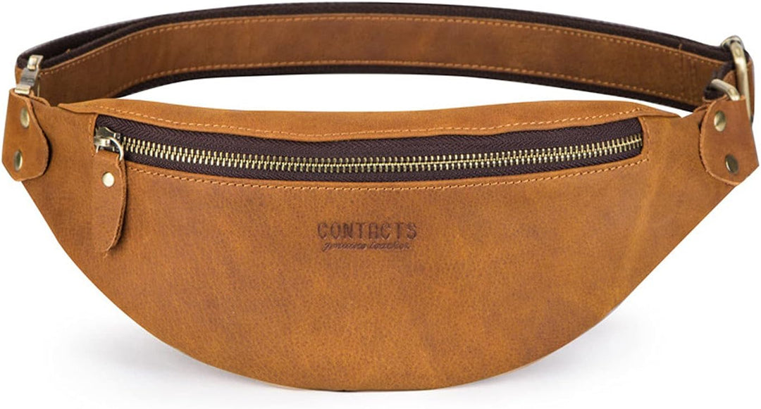 FANDARE Retro Brusttasche Leder Bauchtasche Sling Waist Bag Herren Unternehmen Schultertasche Umhäng