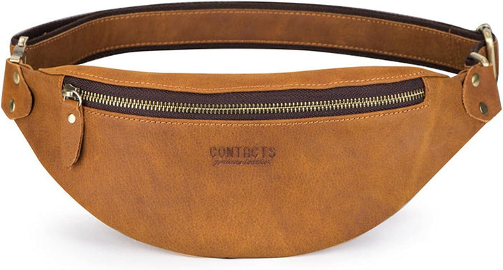 FANDARE Retro Brusttasche Leder Bauchtasche Sling Waist Bag Herren Unternehmen Schultertasche Umhäng