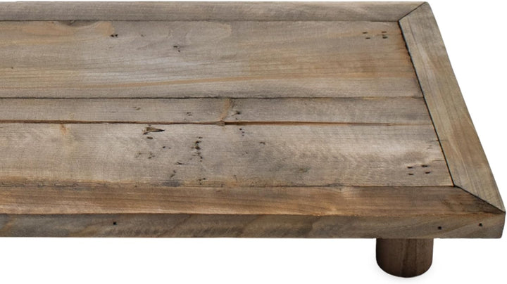 Spetebo Deko Blumenteller natur rechteckig - 55 x 18 cm - Holz Pflanzenhocker länglich mit 4 Füssen