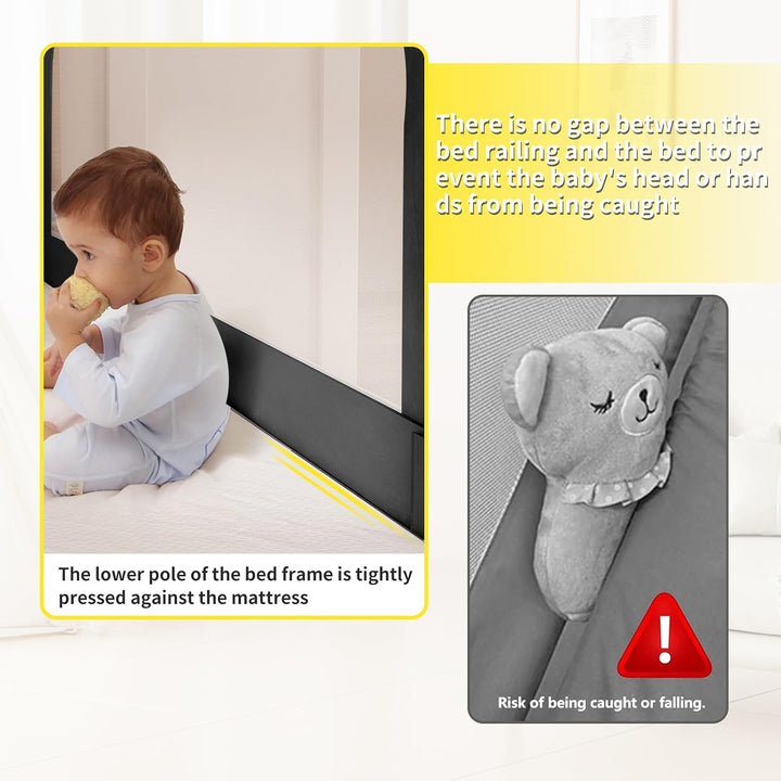 Bettgitter für Kinder, tragbar, Bed Rail, Kleinkinderbett, Zubehör für Jungen und Mädchen (Schwarz,