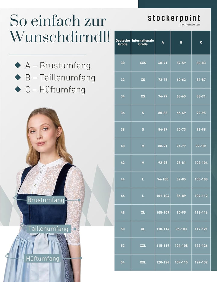 Stockerpoint Damen Dirndl Aida Kleid für besondere Anlässe 40 Blau, 40 Blau