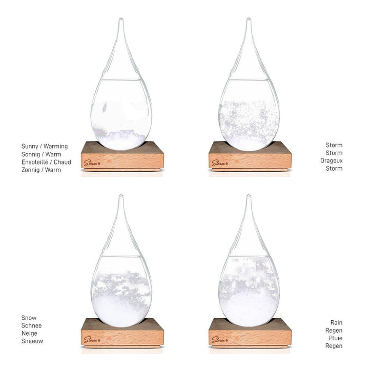mikamax - Sturmglas - Large - 10 cm x 11 cm x 23 cm - Predicts das Wetter - Wetterstation - mit Stan