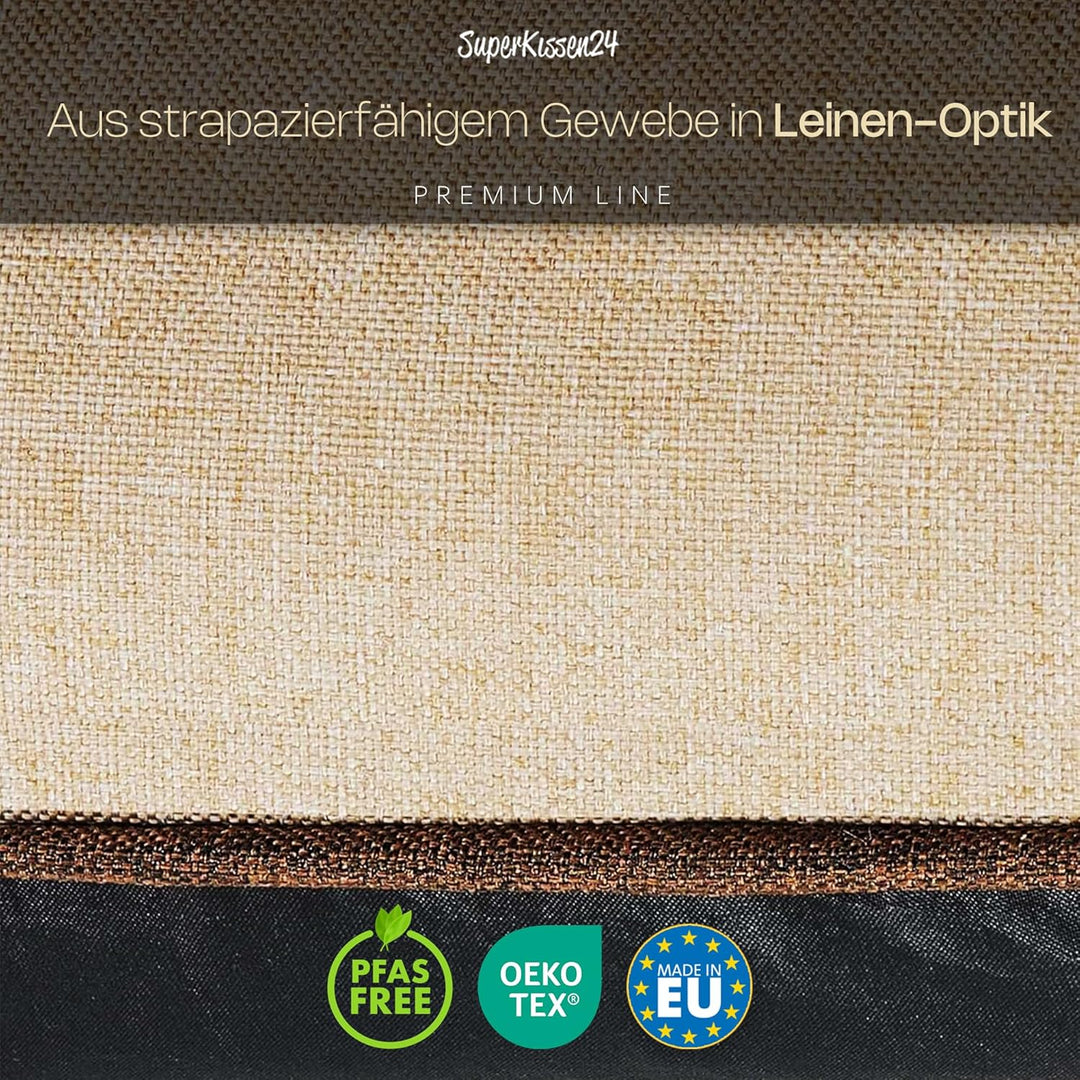 Outdoor Leinen-Optik Sitzkissen Stuhlkissen - 4er Set - 45 x 45 cm - Made in EU, Wasserdichtes & UV-